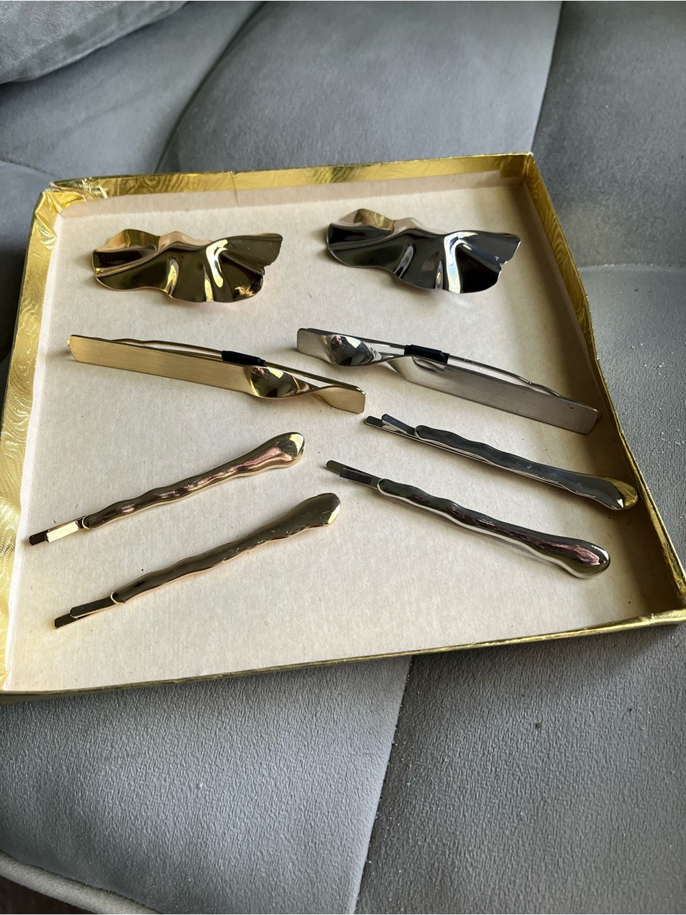 Anthropologie Mixed Gold and Silver Hair Clip Set
